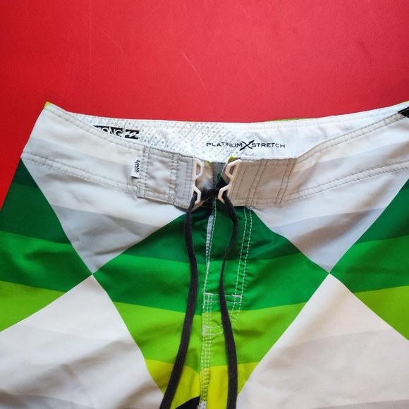 Billabong platinum X stretch surfer board short white and green men's size 34 - Picture 2 of 12
